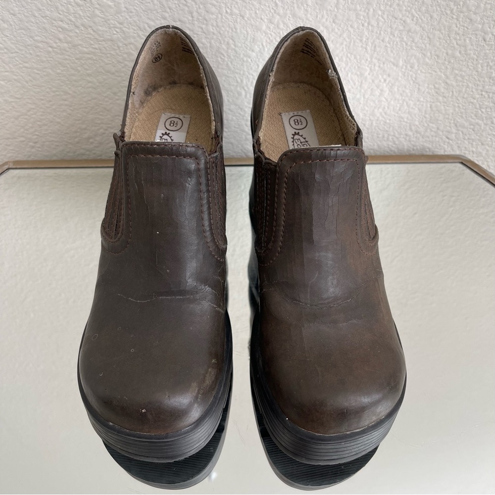 LOWER EAST SIDE Vintage Y2K Brown Faux Leather Chunky Platform Heeled Ankle Boot - Picture 8 of 14